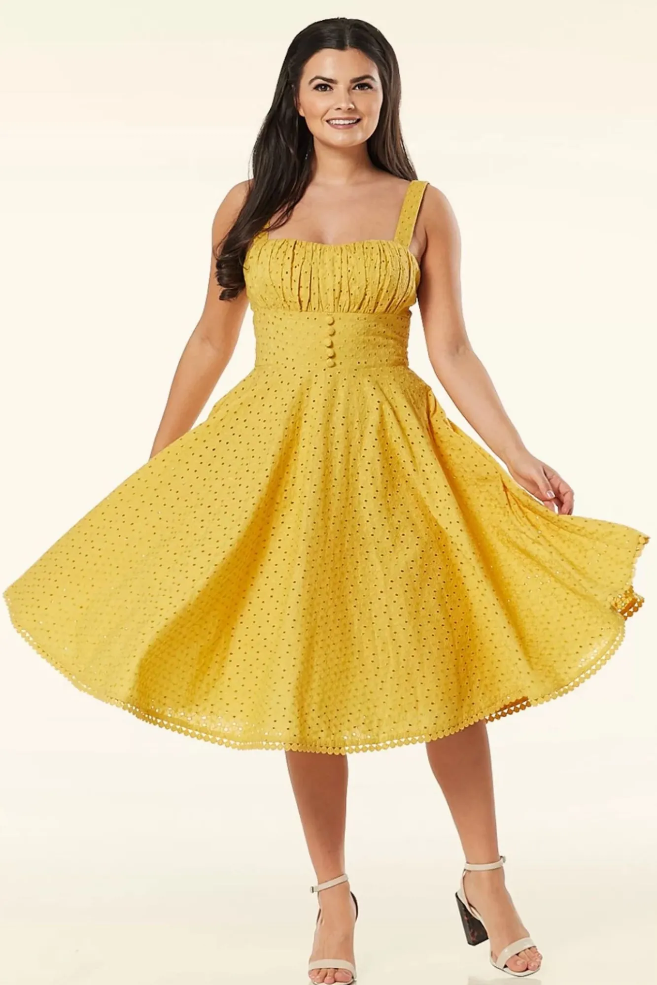 Hot Valerie Swing Jurk In Mosterd Vrouwen Effen Jurken