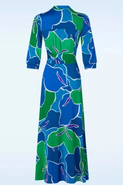 Vera Crossover Maxi Jurk In Blauw En Groen Vrouwen Plus Size Jurken