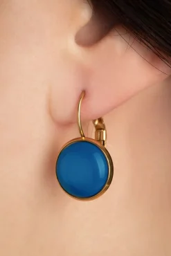 Online Vergulde Dot Oorbellen In Grieks Blauw Vrouwen Sieraden