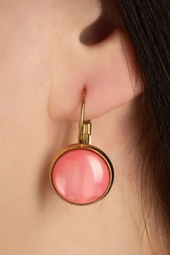 Outlet Vergulde Dot Oorbellen In Perzikroze Vrouwen Sieraden