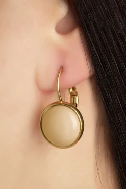 Outlet Vergulde Dot Oorbellen In Biscotti Beige Vrouwen Sieraden