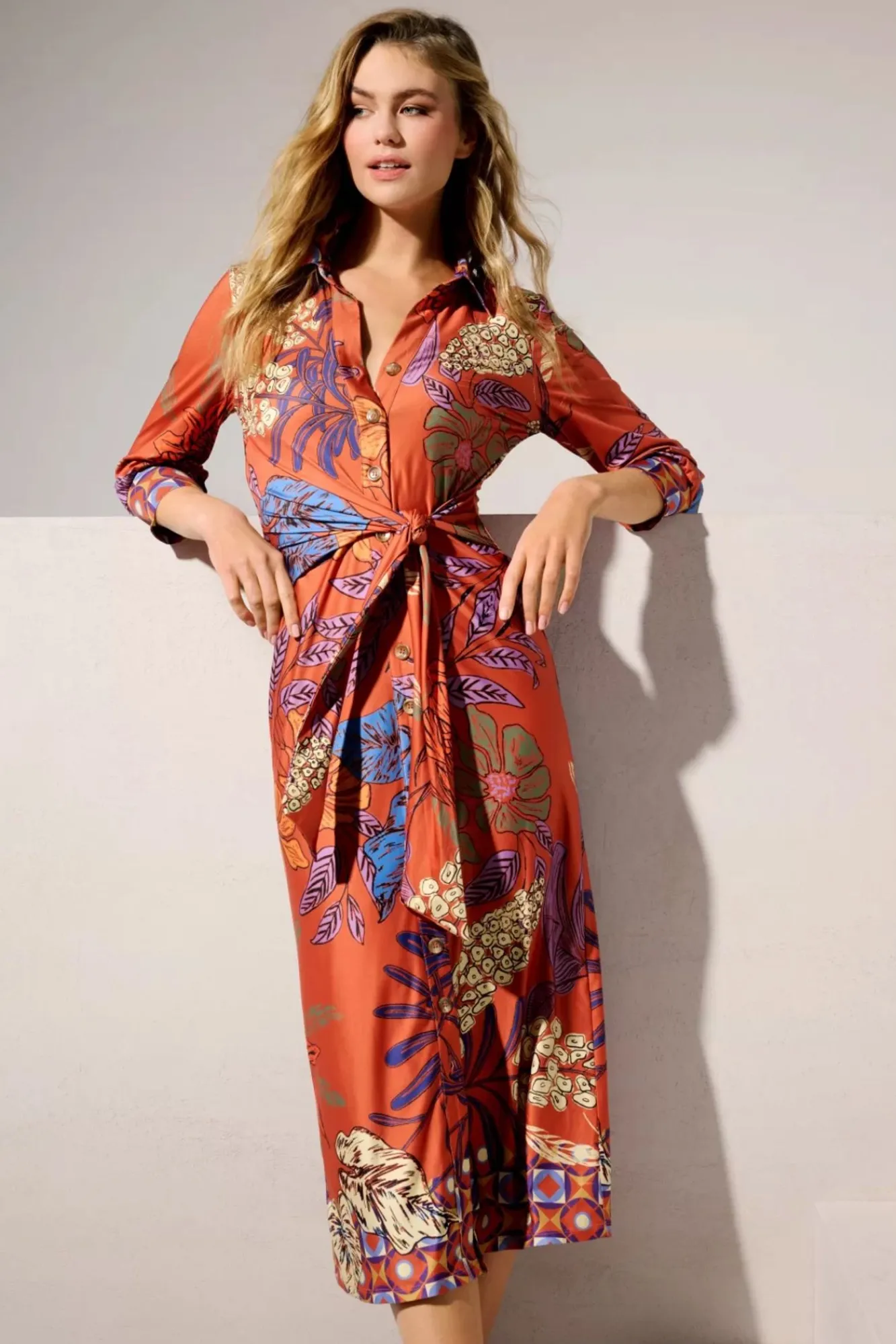 Veronica Midi Jurk In Oranje Vrouwen Plus Size Jurken