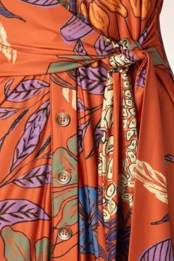 Veronica Midi Jurk In Oranje Vrouwen Plus Size Jurken