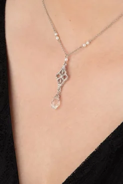 Outlet Victorian Filigraan Ketting In Zilver En Glas Vrouwen Sieraden