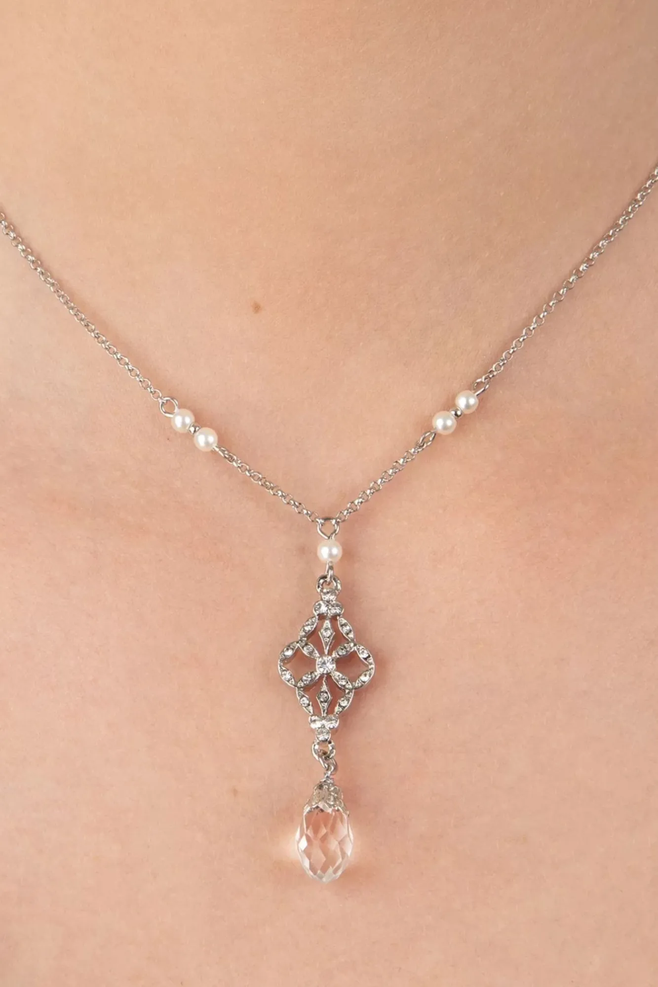 Outlet Victorian Filigraan Ketting In Zilver En Glas Vrouwen Sieraden