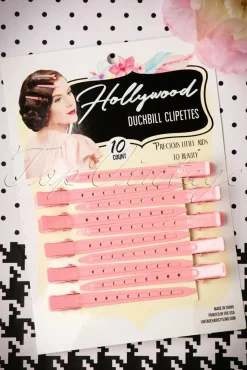 Online Vintage Haarstyling: Hollywood Duckbill Clipettes In Roze Vrouwen Haarstyling