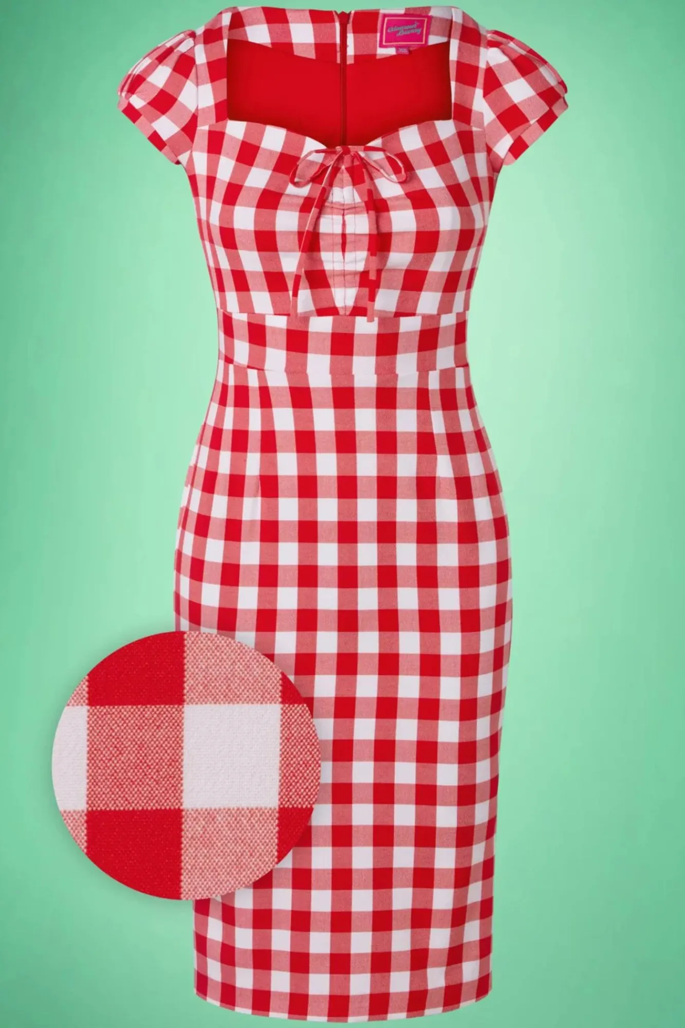 Clearance Virginia Penciljurk In Rood En Wit Gingham Vrouwen Strakke Jurken