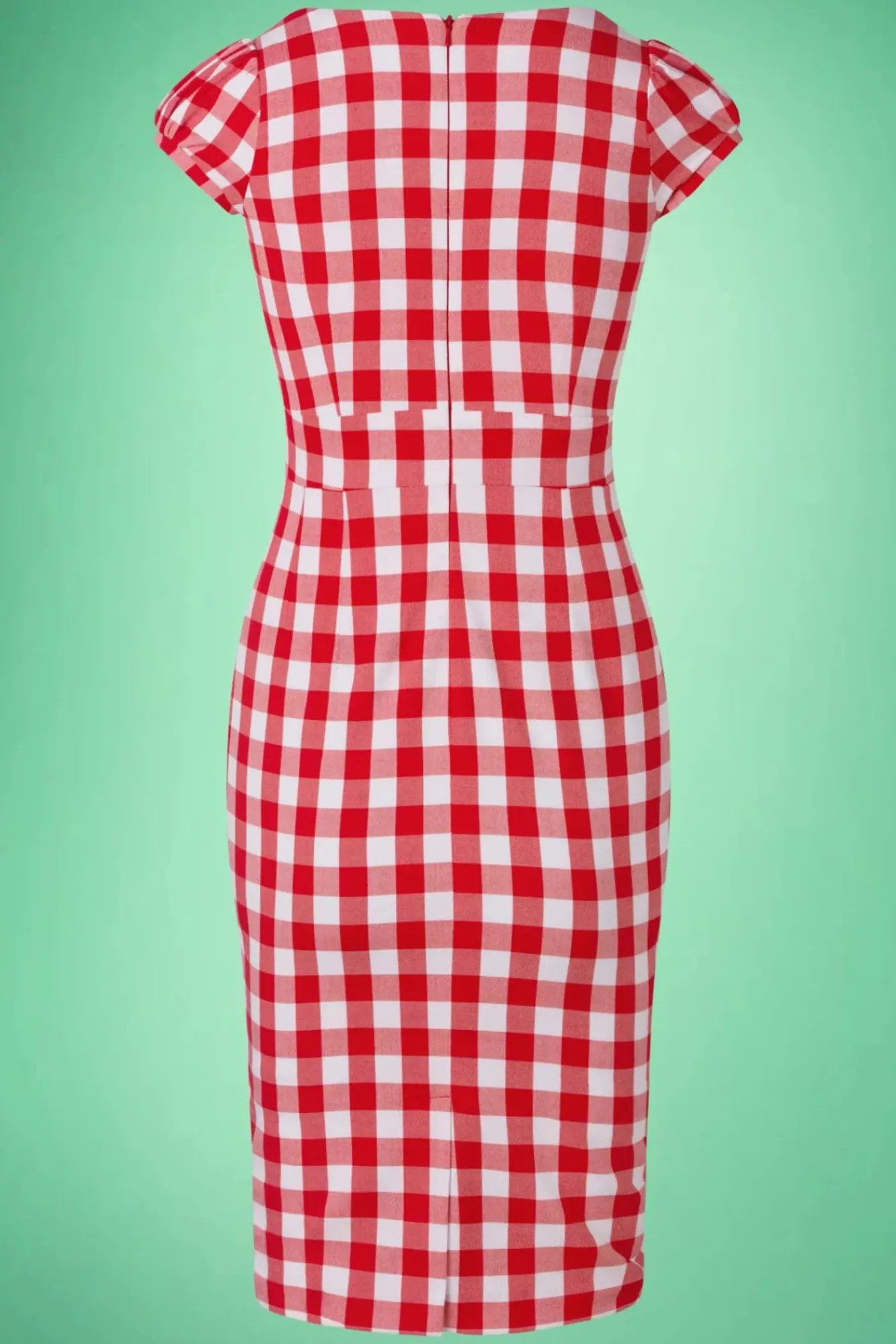 Clearance Virginia Penciljurk In Rood En Wit Gingham Vrouwen Strakke Jurken