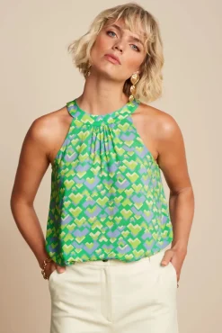 Hot Virna Cocktail Top In Simply Groen Vrouwen Tops