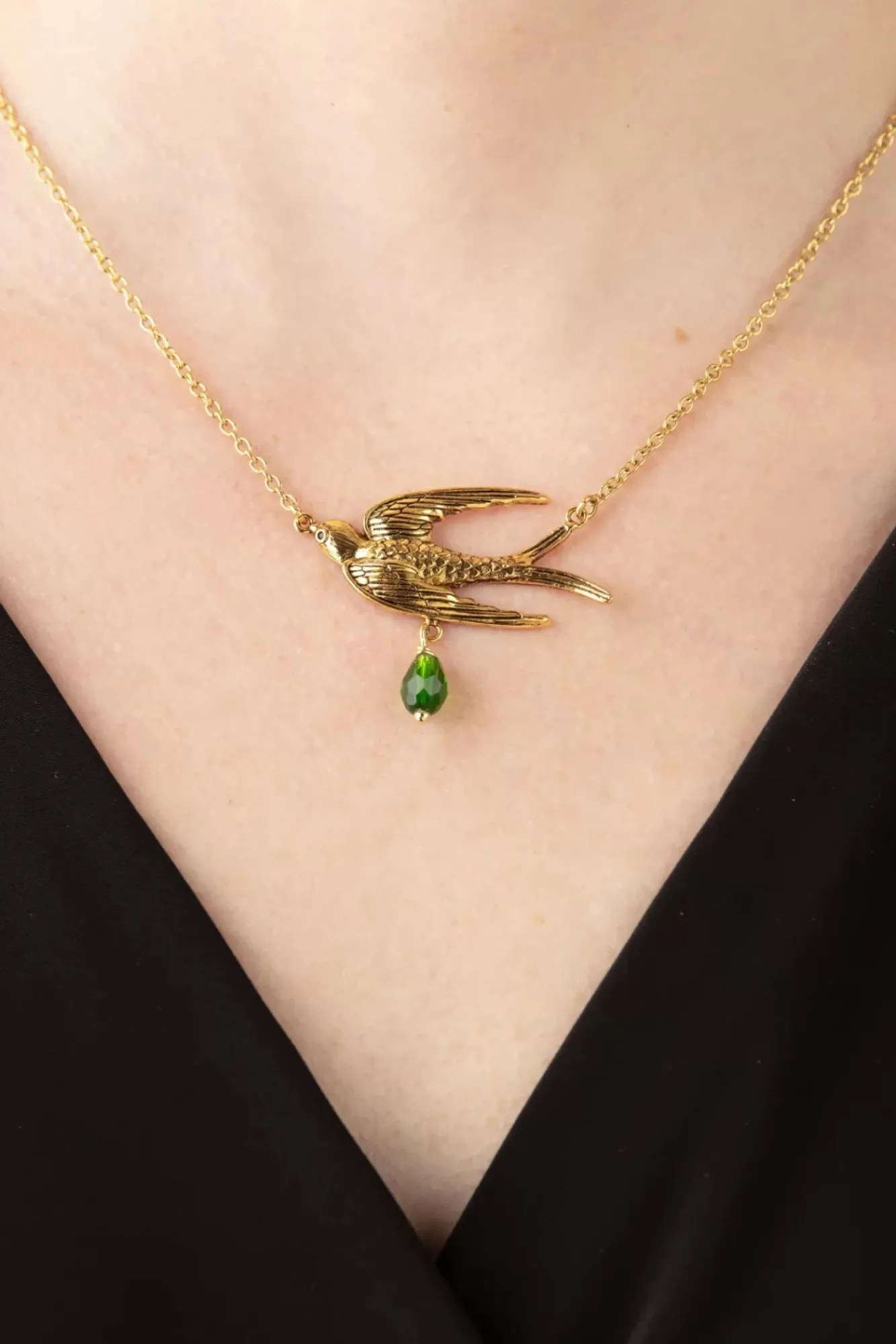 New Vogel Ketting In Goud En Groen Vrouwen Sieraden